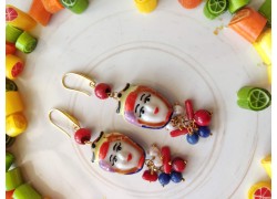 Серьги с керамическим лицом