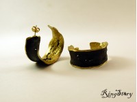 Серьги кольца из бронзы c чернением