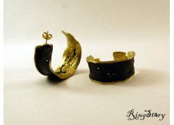 Серьги кольца из бронзы c чернением