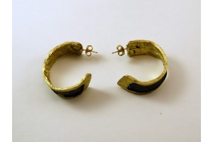 Серьги кольца черные маленькие из бронзы