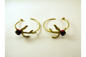 Серьги круглые веточки с агатом из бронза
