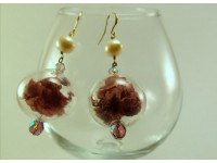 Серьги из стекла Мурано с текстилем