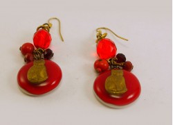 Серьги из стекла Мурано с котами красные