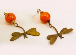 Серьги из стекла Мурано янтарные