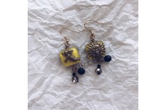 Серьги из стекла Мурано желтые квадратные 