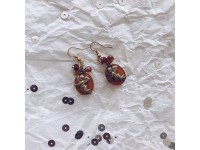 Серьги из стекла Мурано оранжевые с ангелочками