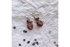 Серьги из стекла Мурано оранжевые с ангелочками