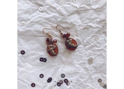 Серьги из стекла Мурано оранжевые с ангелочками