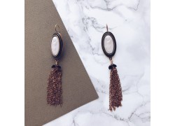 Серьги с камеей и кисточкой